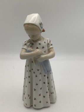 Vintage B& G Danish Porcelain Girl with Doll Figurine